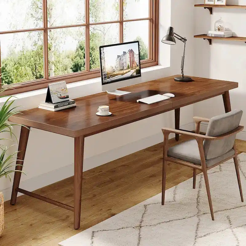 78.7" Extra Long Two-Person Desk with Metal Legs
