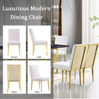 White Boucle Dining Chairs with Gold Metal Legs