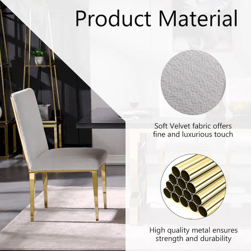 White Boucle Dining Chairs with Gold Metal Legs