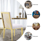 White Boucle Dining Chairs with Gold Metal Legs