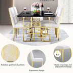White Boucle Dining Chairs with Gold Metal Legs