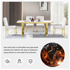 White Boucle Dining Chairs with Gold Metal Legs