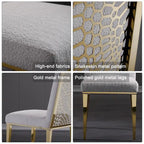 White Boucle Dining Chairs with Gold Metal Legs