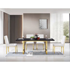 White Boucle Dining Chairs with Gold Metal Legs