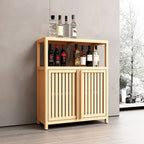 Bamboo Floor Storage Cabinet with 2 Louvered Doors