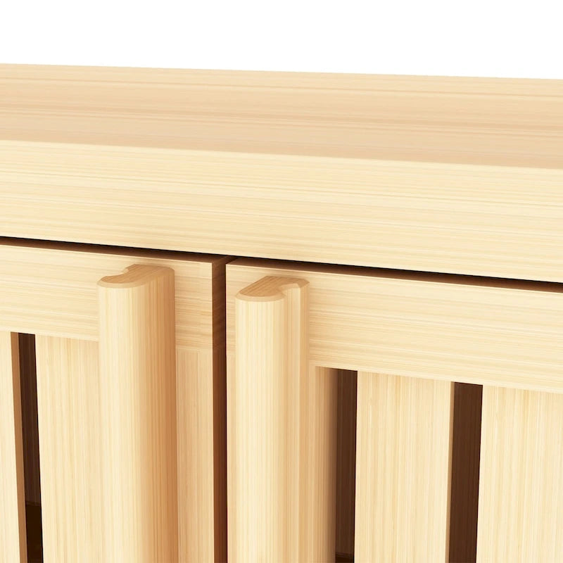 Bamboo Floor Storage Cabinet with 2 Louvered Doors